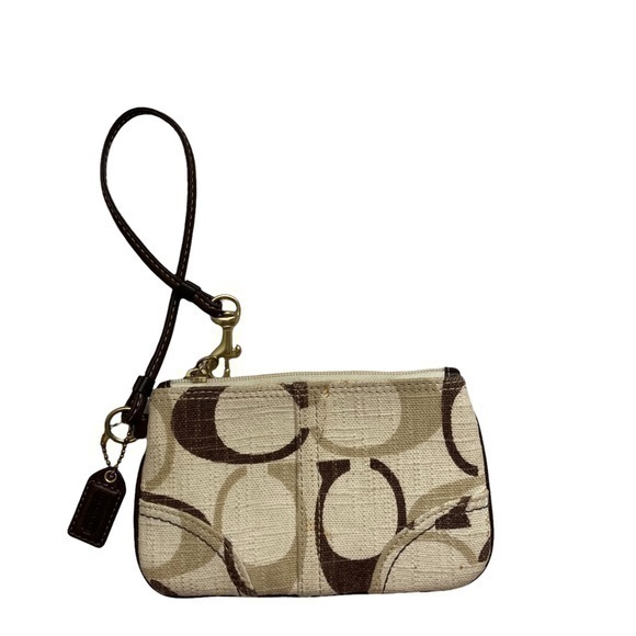 Coach brown and tan c wristlet bag - Picture 1 of 10